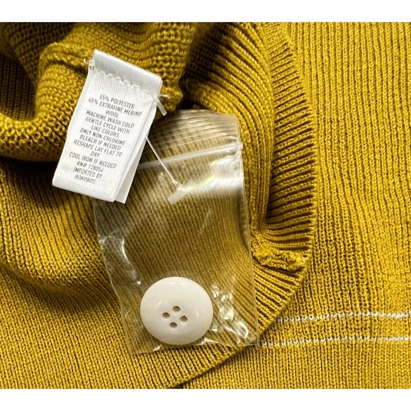 New Bonobos Mens Yellow Merino Wool Blend Cardigan Size Small - Picture 6 of 7
